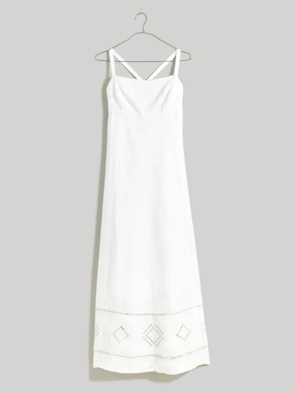 Madewell Embroidered Eyelet Tie-Back Cami Midi Dress